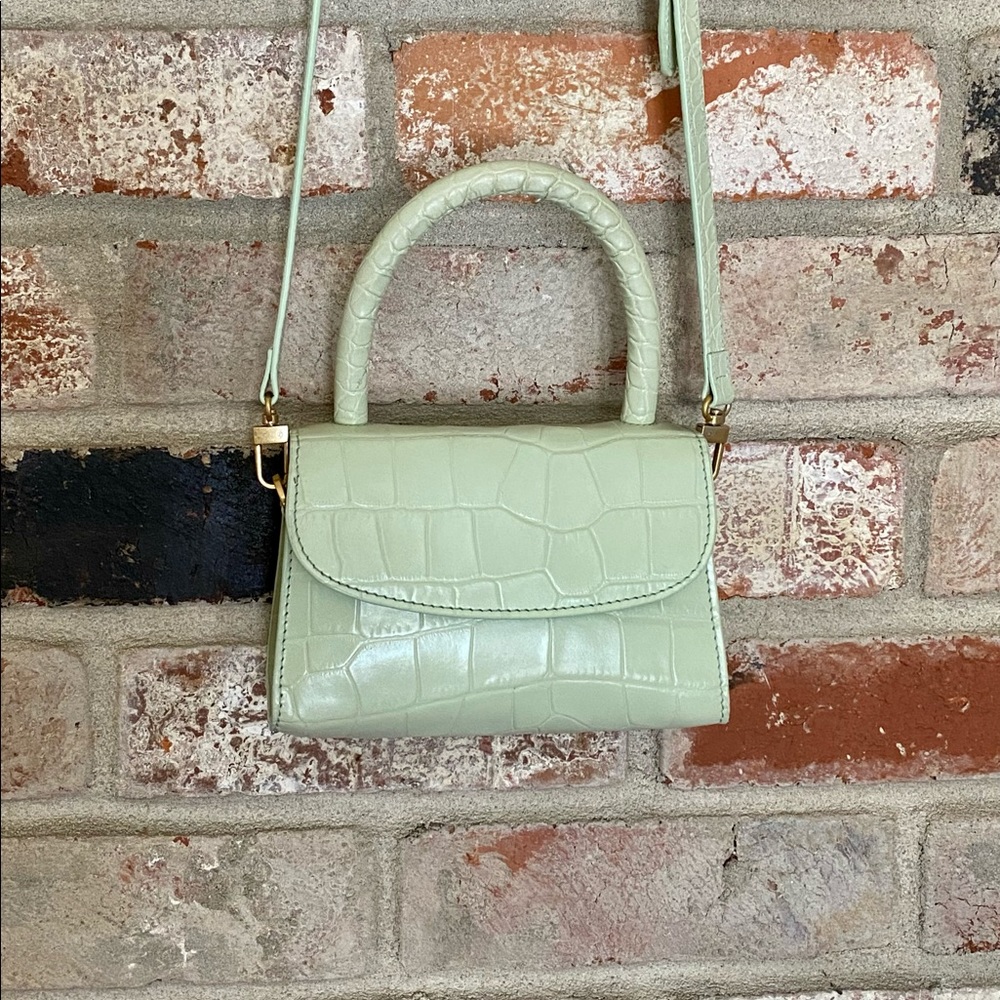 BY FAR Mini Croc- Embossed Leather Top Handle Bag